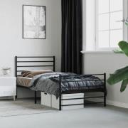 vidaXL Sängram med huvudgavel och fotgavel svart metall 90x190 cm
