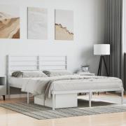 vidaXL Sängram med huvudgavel metall vit 120x200 cm