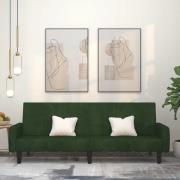 vidaXL Bäddsoffa 2-sits mörkgrön sammet
