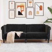 vidaXL Soffa 3-sits svart sammet