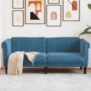 vidaXL Soffa 2-sits blå sammet