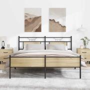 vidaXL Sängram utan madrass metall sonoma-ek 180x200 cm
