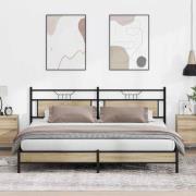 vidaXL Sängram utan madrass metall sonoma-ek 193x203 cm