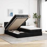 vidaXL Ottoman sängram med madrasser svart 200x200 cm tyg