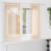 vidaXL Voile gardiner med öglor 2 st sand 140x175 cm