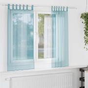 vidaXL Voile gardiner med öglor 2 st turkos 140x140 cm