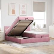 vidaXL Ottoman sängram med madrasser rosa 180x200 cm sammet