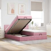 vidaXL Ottoman sängram med madrasser rosa 180x200 cm sammet