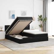 vidaXL Ottoman sängram med madrasser svart 200x200 cm sammet