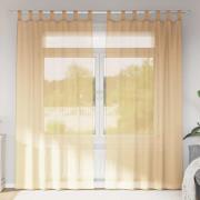 vidaXL Voile gardiner med öglor 2 st sand 140x245 cm
