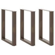 vidaXL Matbordsben U-formade 3 st naturstål 70x(72-73) cm stål