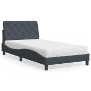vidaXL Bed with Mattress Dark Grey 100x200 cm Velvet
