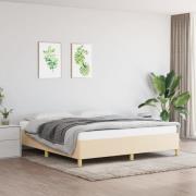 vidaXL Boxspring-sängram gräddvit 160x200 cm tyg
