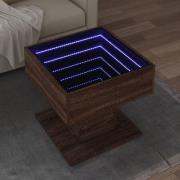 vidaXL Soffbord med LEDs brun ek 50x50x45 cm konstruerat trä