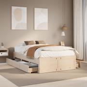 vidaXL Sängram utan madrass med lådor 135x190 cm massiv furu