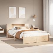 vidaXL Säng med bokhylla utan madrass 150x200cm massiv furu