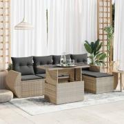 vidaXL Loungegrupp för trädgården m dynor 6 delar konstrotting ljusgrå