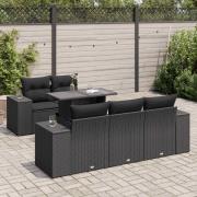 vidaXL Loungegrupp med dynor 6 delar svart konstrotting