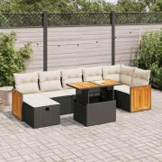 vidaXL Loungegrupp för trädgården med dynor 5 delar svart konstrotting