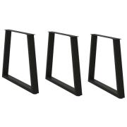 vidaXL Matbordsben V-formade 3 st svarta 80x(72-73,3) cm stål