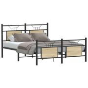 vidaXL Sängram utan madrass sonoma-ek 140x200 cm konstruerad trä