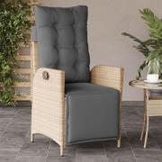 vidaXL Justerbar trädgårdsstol med fotstöd mixbeige konstrotting