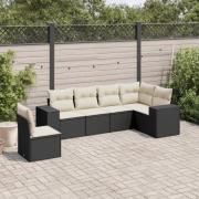 vidaXL Loungegrupp med dynor 6 delar svart konstrotting