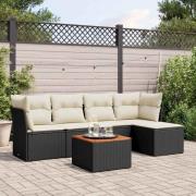 vidaXL Loungegrupp med dynor 6 delar svart konstrotting