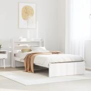 vidaXL Sängram med huvudgavel vit 75x190 cm massivt furu