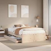 vidaXL Sängram utan madrass med lådor 150x200 cm massiv furu