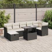 vidaXL Loungegrupp för trädgården med dynor 8 delar svart konstrotting