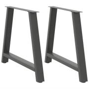 vidaXL Matbordsben A-formade 2 st antracit 90x(72-73) cm stål