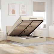 vidaXL Ottoman säng med madrass gräddvit 140x200 cm tyg