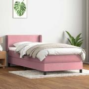 vidaXL Ramsäng med madrass rosa 80x220 cm sammet