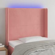 vidaXL Sänggavel LED rosa 103x16x118/128 cm sammet