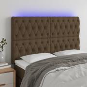 vidaXL Sänggavel LED mörkbrun 160x7x118/128 cm tyg