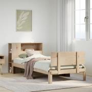 vidaXL Säng med bokhylla utan madrass 100x200cm massiv furu