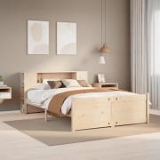 vidaXL Säng med bokhylla utan madrass 140x200cm massiv furu