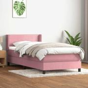 vidaXL Ramsäng med madrass rosa 80x220 cm sammet