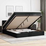 vidaXL Ottoman sängram med madrasser svart 200x200 cm konstläder