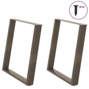 vidaXL Matbordsben U-formade 2 st naturstål 70x(72-73) cm stål