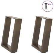 vidaXL Soffbordsben U-formade 2 st naturstål 38x(42-43) cm stål