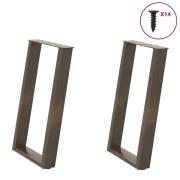 vidaXL Matbordsben U-formad 2 st naturstål 60x(72-73) cm stål