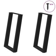 vidaXL Matbordsben U-formade 2 st svarta 50x(72-73) cm stål