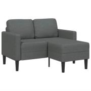 vidaXL 2-sitssoffa med schäslong L-formad mörkgrå 125 cm tyg