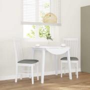 vidaXL Matstolar med dynor 2 st, vit, massivt trä, gummi