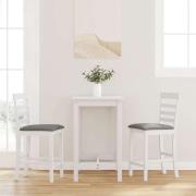 vidaXL Barstolar med kuddar 2 st, vit, massivt trä, gummi