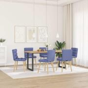 vidaXL Matstolar 6 st Jeans blått tyg