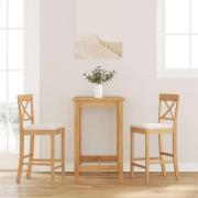 vidaXL Barstolar med kuddar 2 st, naturligt, massivt trä, gummi
