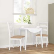 vidaXL Matstolar med dynor 2 st, vit, massivt trä, gummi